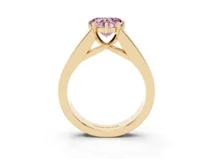 Fancy Pink Heart Cut Diamond Solitaire Ring Set in Yellow gold with Channel-Set Accent Stones and Prong Setting