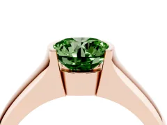 Fancy Green Round Cut Diamond Bezel Solitaire Ring Set in Rose gold with Wide Band