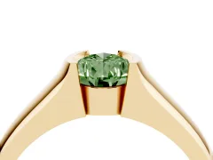 Fancy Green Pear Cut Diamond Bezel Solitaire Ring Set in Yellow gold with Wide Band