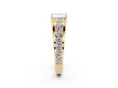 Princess Cut Diamond Pavé Engagement Ring Set in Yellow gold with Prong Setting
