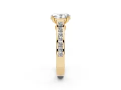 Oval Cut Diamond Channel Set Solitaire Engagement Ring Set in Yellow gold with Prong Setting
