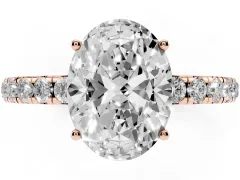 Oval Cut Diamond Pavé Solitaire Engagement Ring Set in Rose gold with Prong Setting