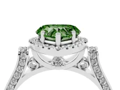 Fancy Green Heart Cut Diamond Halo Ring Set in Platinum with Twist Band and Pavé Accents
