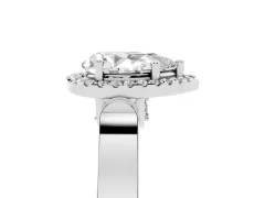 Pear Cut Diamond Halo Ring Set in White gold with Pavé-Lined Split Shank Band
