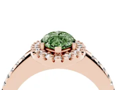 Fancy Green Marquise Cut Diamond Pavé Halo Ring Set in Rose gold with Prong Setting