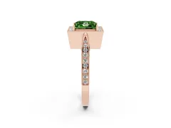 Fancy Green Princess Cut Diamond Halo Engagement Ring Set in Rose gold with Accent Split Shank Band