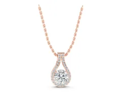 Round Halo Pendant Set in Rose gold with Prong-Set Diamond Center