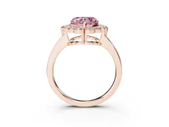 Fancy Pink Heart Cut Diamond Halo Cluster Engagement Ring Set in Rose gold with Solitaire Band and Prong Setting