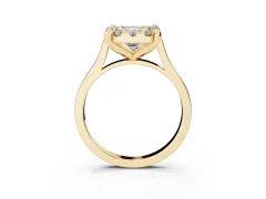 Emerald Cut Diamond Cluster Halo Solitaire Ring Set in Yellow gold with Prong Setting
