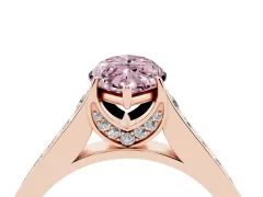 Fancy Pink Marquise Cut Diamond Solitaire Pavé Engagement Ring Set in Rose gold with Prong Setting
