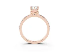 Pear Cut Diamond Solitaire Ring Set in Rose gold with Channel Set Band and Prong Setting