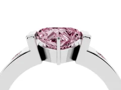 Fancy Pink Heart Cut Diamond Channel-Set Band Ring Set in White gold with Bezel Prong Setting