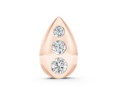 Round Diamond Teardrop Pendant Set in Rose gold with Three Bezel-Set Stones