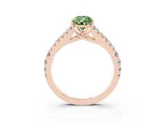 Fancy Green Pear Cut Diamond Split Shank Pavé Engagement Ring Set in Rose gold with Prong-Held Center Stone