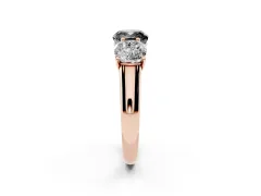 Fancy Black Cushion Cut Diamond Three-Stone Ring Set in Rose gold with Plain Polished Band