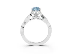 Fancy Blue Marquise Cut Diamond Vine Band Solitaire Ring Set in Platinum with Milgrain Prong Setting