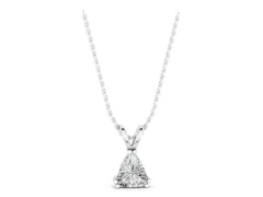 Trillion Cut Diamond Solitaire Pendant Set in White gold with Double Prong Setting