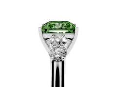 Fancy Green Princess Cut Diamond Five-Stone Prong Set Band Ring Set in Platinum with Polished Band