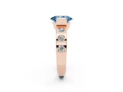 Fancy Blue Oval Cut Diamond Channel-Set Band Ring Set in Rose gold with Bezel Prong Setting
