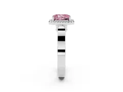 Fancy Pink Radiant Cut Diamond Halo Ring Set in Silver with Pavé-Lined Split Shank Band