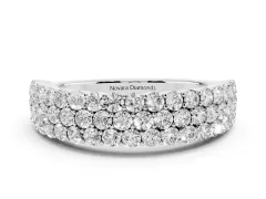 Round Diamond Checkerboard Pavé Promise Ring Set in Silver with Round Pavé Accents