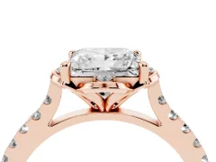 Princess Cut Diamond Solitaire Ring Set in Rose gold with Pavé Band and Floral Prong Setting