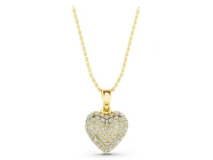 Heart Diamond Pendant Set in Yellow gold with Clustered Pavé Setting