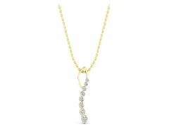 Round Diamond Channel Set Vertical Bar Pendant Set in Yellow gold with Single Stone Row