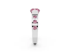 Fancy Pink Cushion Cut Diamond Channel-Set Band Ring Set in Platinum with Bezel Prong Setting