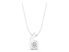 Round Diamond Swirl Pendant Set in Silver with Bezel Setting