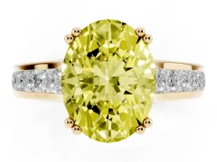 Fancy Yellow Oval Cut Diamond Channel Set Solitaire Engagement Ring Set in Yellow gold with Prong Setting