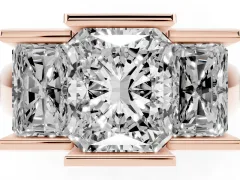 Radiant Cut Diamond Three-Stone Channel Set Ring Set in Rose gold with Smooth Polished Band
