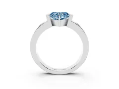 Fancy Blue Heart Cut Diamond Channel-Set Band Ring Set in Platinum with Bezel Prong Setting