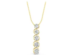Round Diamond Swirl Pendant Set in Yellow gold with Prong-Set Stones
