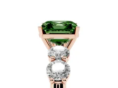 Fancy Green Asscher Cut Diamond Five-Stone Prong Set Ring Set in Rose gold with Classic Band