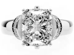 Radiant Cut Diamond Pavé Band Solitaire Ring Set in Silver with Prong Setting