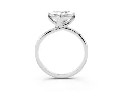 Princess Cut Diamond Solitaire Engagement Ring Set in White gold with Classic Plain Band