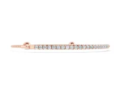 Round Diamond Pavé Chain Bracelet Set in Rose gold with Bezel Setting