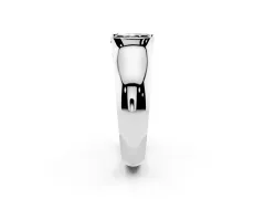 Fancy Black Radiant Cut Diamond Bezel Solitaire Ring Set in Silver with Wide Band