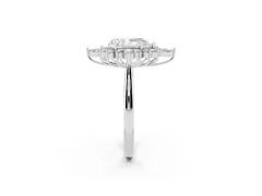 Pear Cut Diamond Cluster Halo Ring Set in Platinum with Marquise and Round Accents