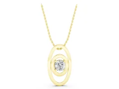 Round Diamond Bezel Pendant Set in Yellow gold with Double Halo
