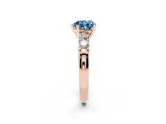 Fancy Blue Heart Cut Diamond Five-Stone Prong Set Engagement Ring Set in Rose gold with Channel Band