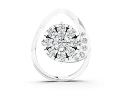 Round Cluster Diamond Teardrop Pendant Set in Silver with Prong-Set Stones