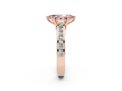 Fancy Pink Marquise Cut Diamond Channel Set Solitaire Engagement Ring Set in Rose gold with Prong Setting