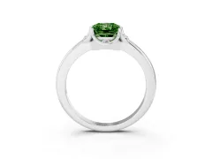 Fancy Green Radiant Cut Diamond Round Cluster Halo Ring Set in Silver with Solitaire Band and Prong Setting