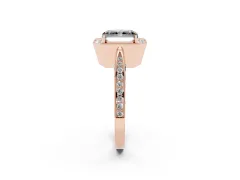 Fancy Black Radiant Cut Diamond Halo Engagement Ring Set in Rose gold with Accent Split Shank Band