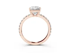 Princess Cut Diamond Pavé Solitaire Engagement Ring Set in Rose gold with Prong Setting