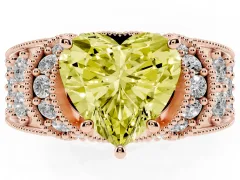 Fancy Yellow Heart Cut Diamond Milgrain Halo Pavé Engagement Ring Set in Rose gold with Prong Setting