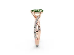 Fancy Green Pear Cut Diamond Twisted Pavé Band Ring Set in Rose gold with Prong Setting