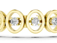Round Diamond Tennis Bracelet Set in Yellow gold with Oval Bezels and Four-Prong Setting